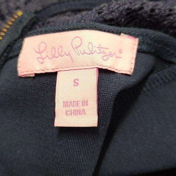 Lilly Pulitzer navy lace skater 3/4 long sleeve crochet upper dress Sz 6 - Picture 8 of 11